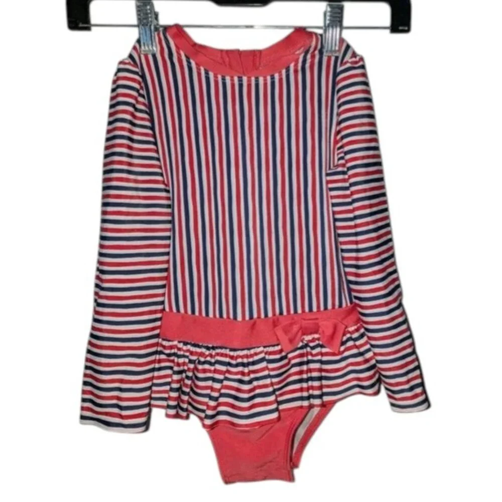 NEW Cat & Jack Long Sleeve One Piece Snap Crotch Toddler Swimsuit Swimming Suit